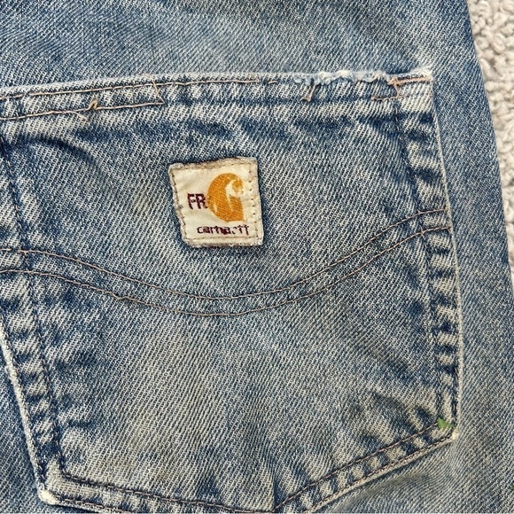 Carhartt Jeans Mens 34 Flame Resistant Relaxed Fit FRB004 MDS Hole Distressed - Picture 3 of 5